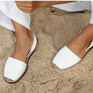 - Beatria Avarcas Menorca handmade Spanish White Leather Sandal’s Size 44